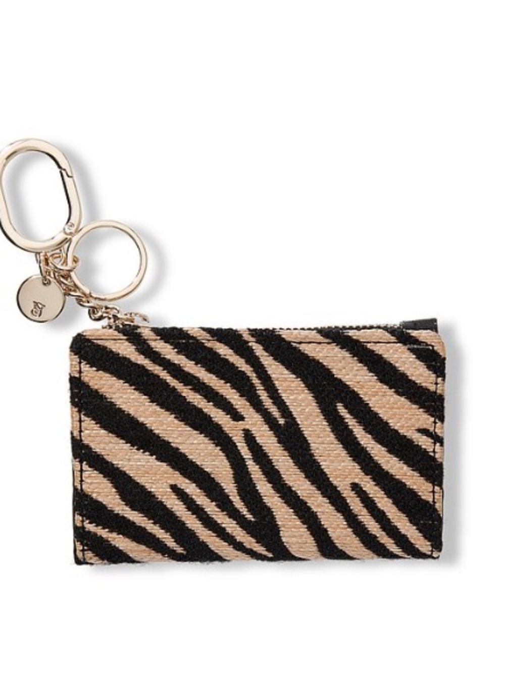 VS Black Zebra Straw Card Case with Key Ring